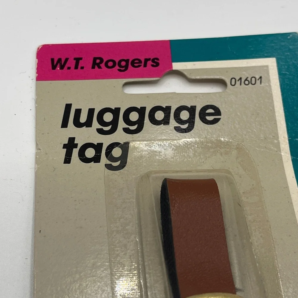 WT Rogers‎ Luggage Tag Brown Leather Classic Style ID Holder